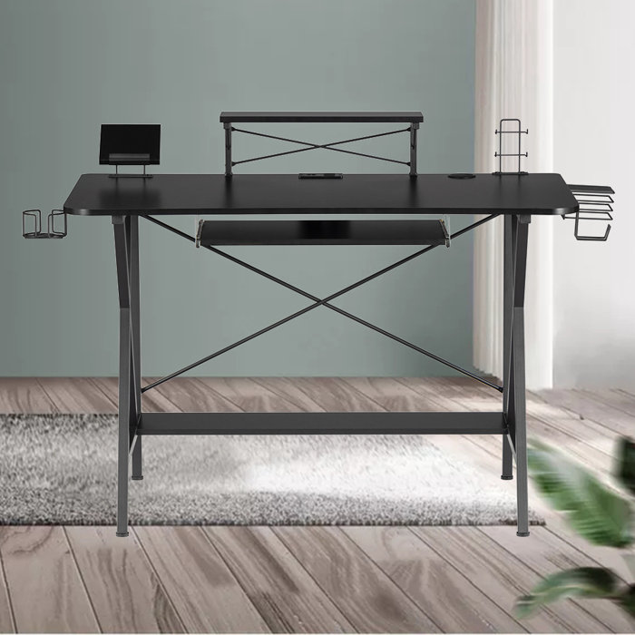 Inbox Zero Home Office Desk with Built in Outlets Wayfair
